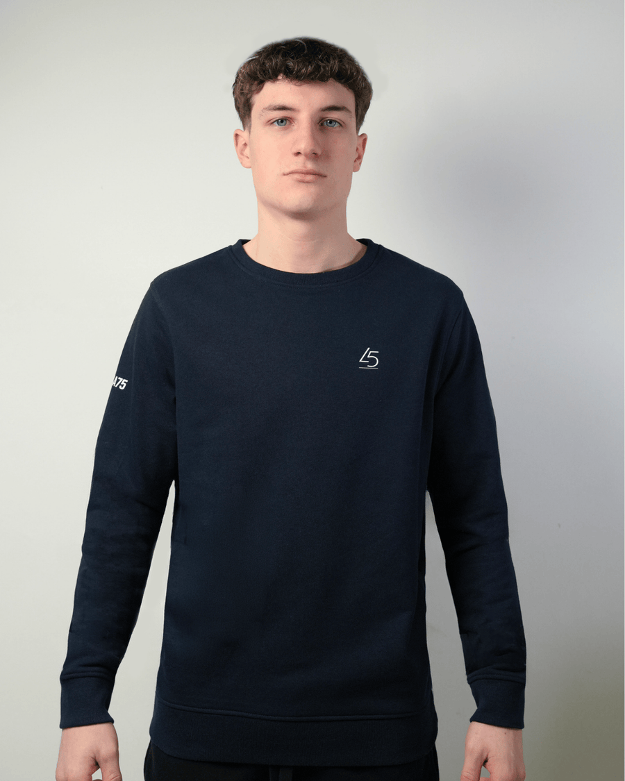 Felpa girocollo in cotone blu marino
