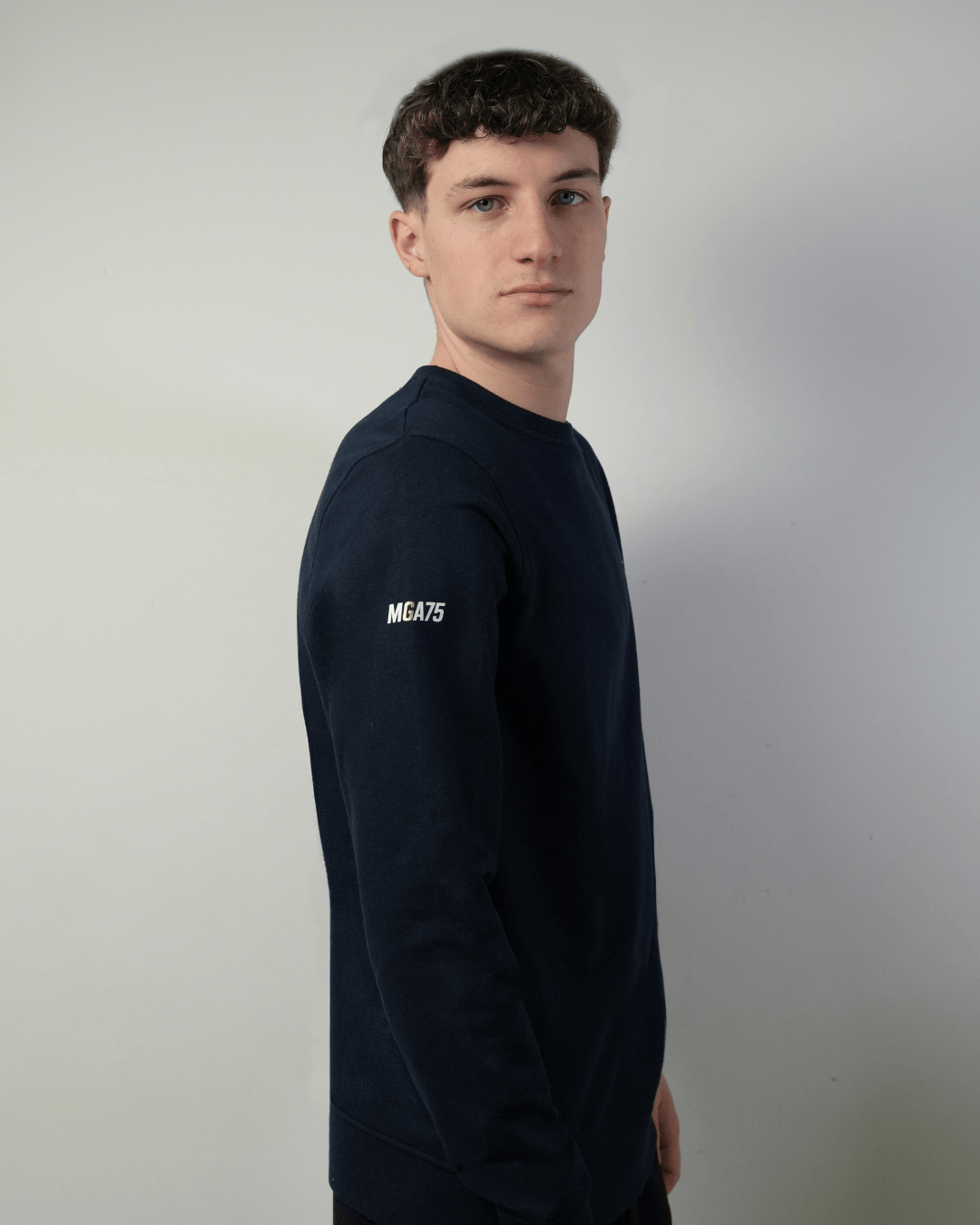 Felpa girocollo in cotone blu marino