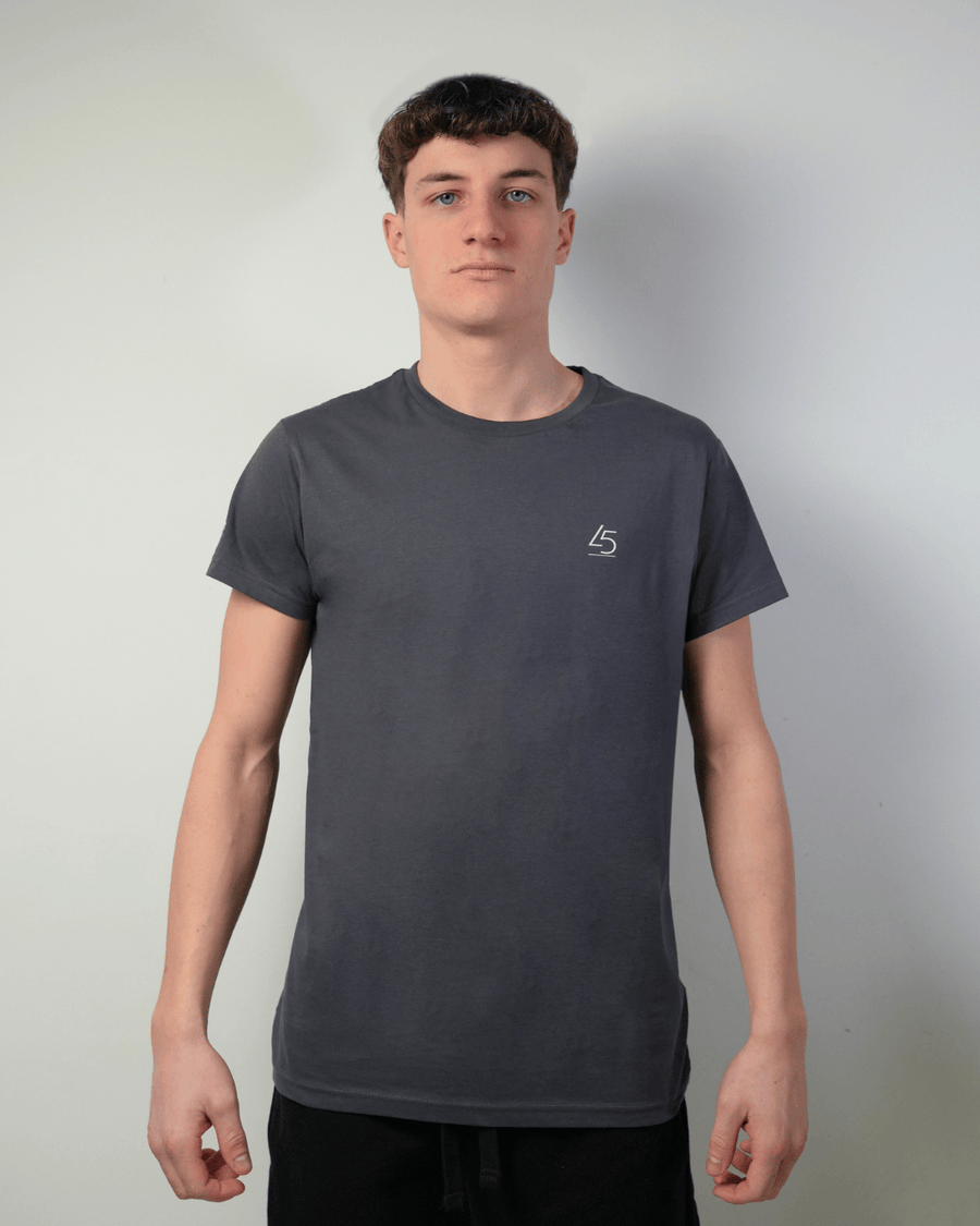 T-shirt girocollo in cotone grigio