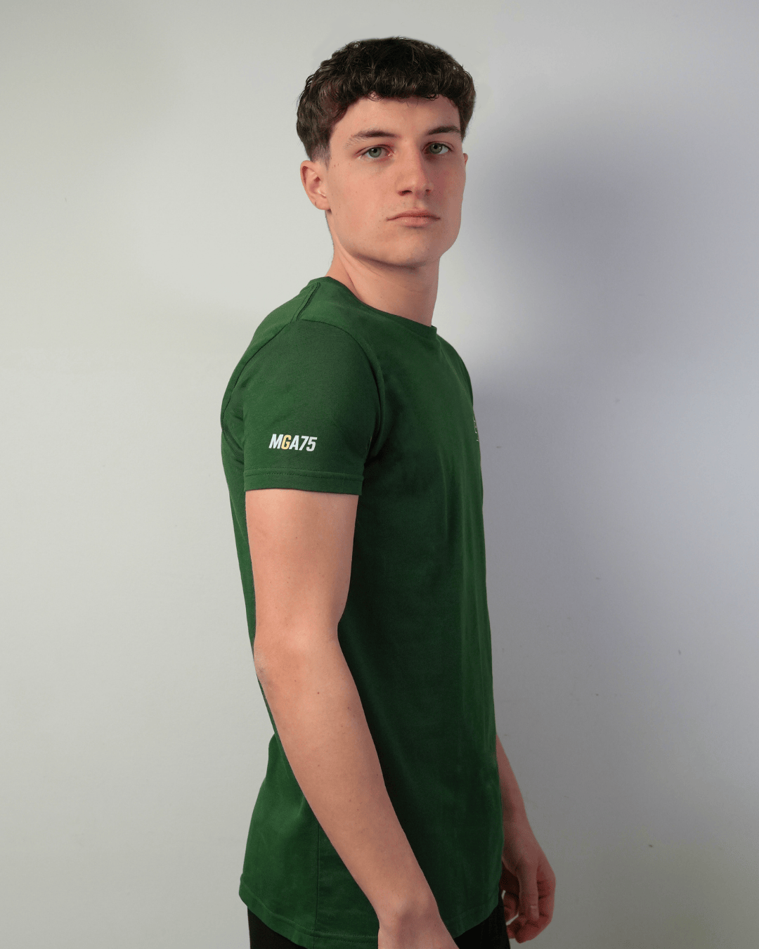 T-shirt girocollo in cotone verde oliva