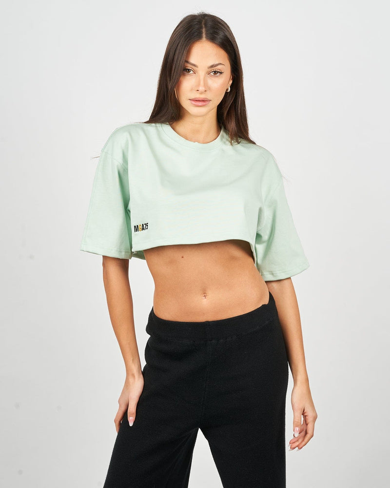 Crop-Top in cotone menta