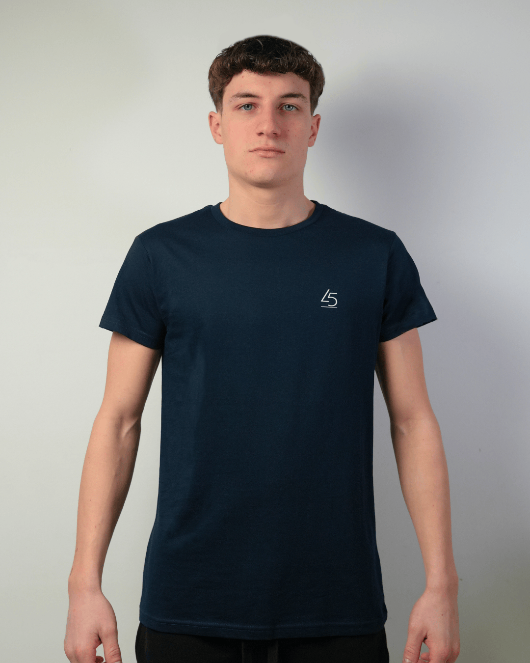 T-shirt girocollo in cotone blu marino