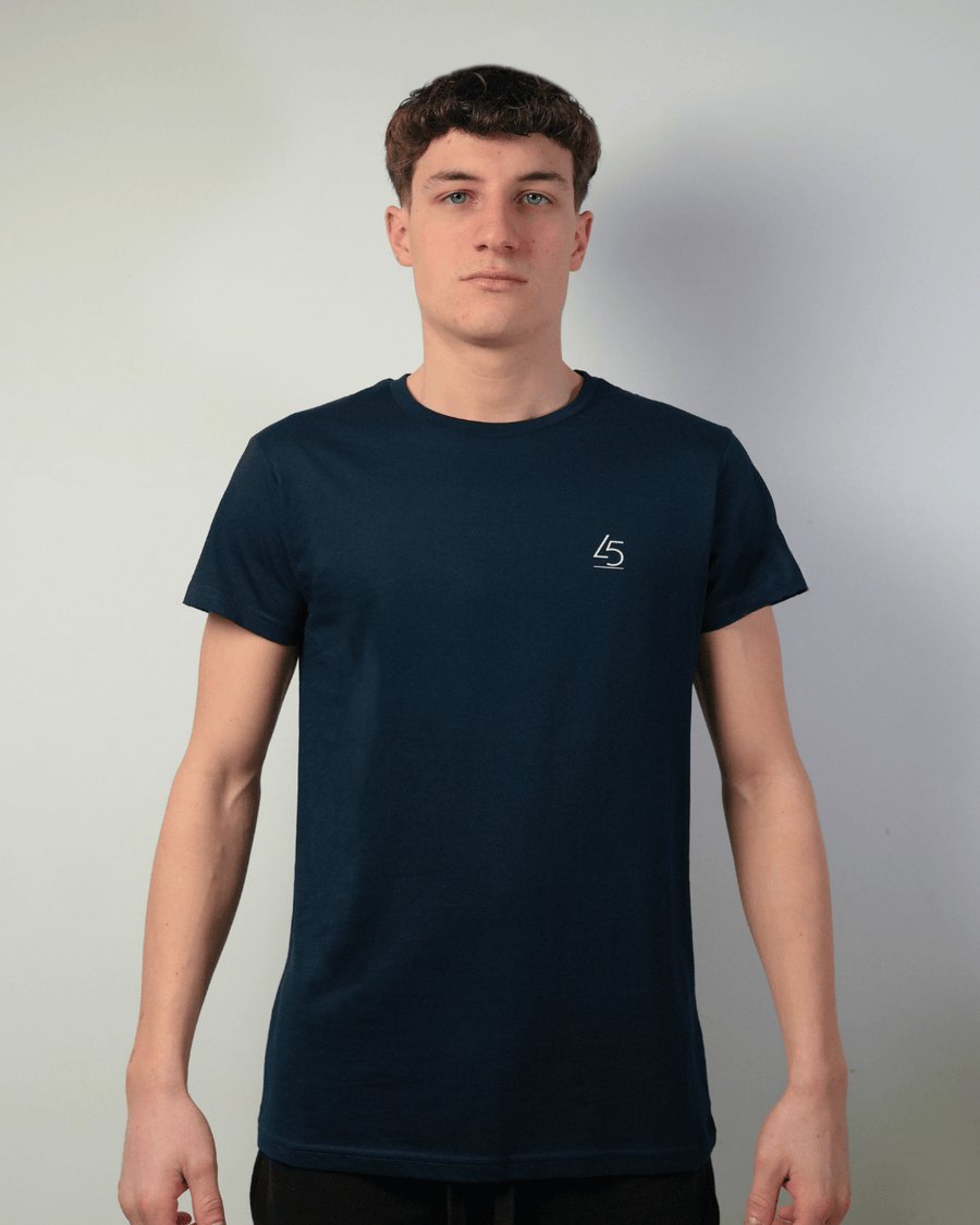 T-shirt girocollo in cotone blu marino