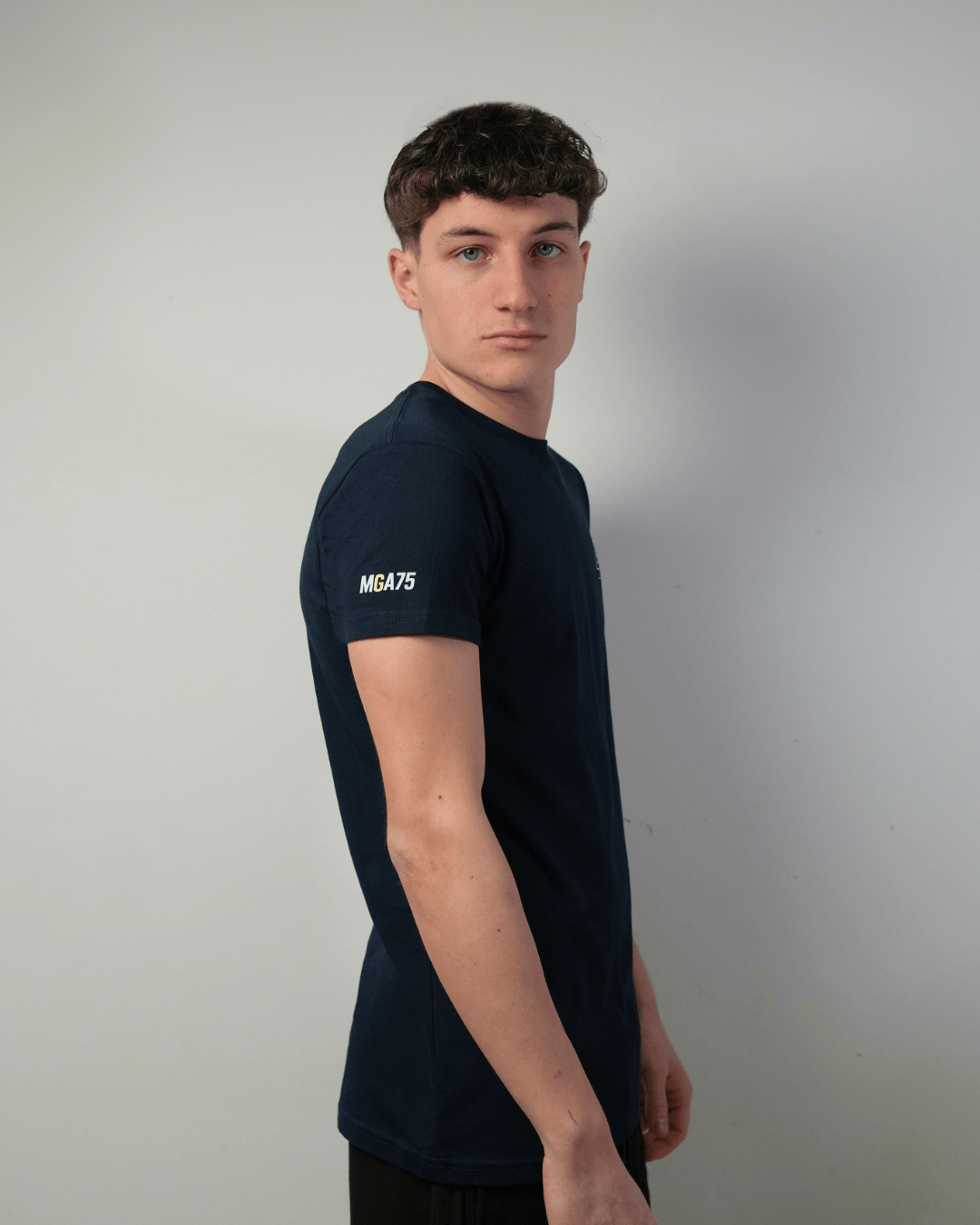T-shirt girocollo in cotone blu marino